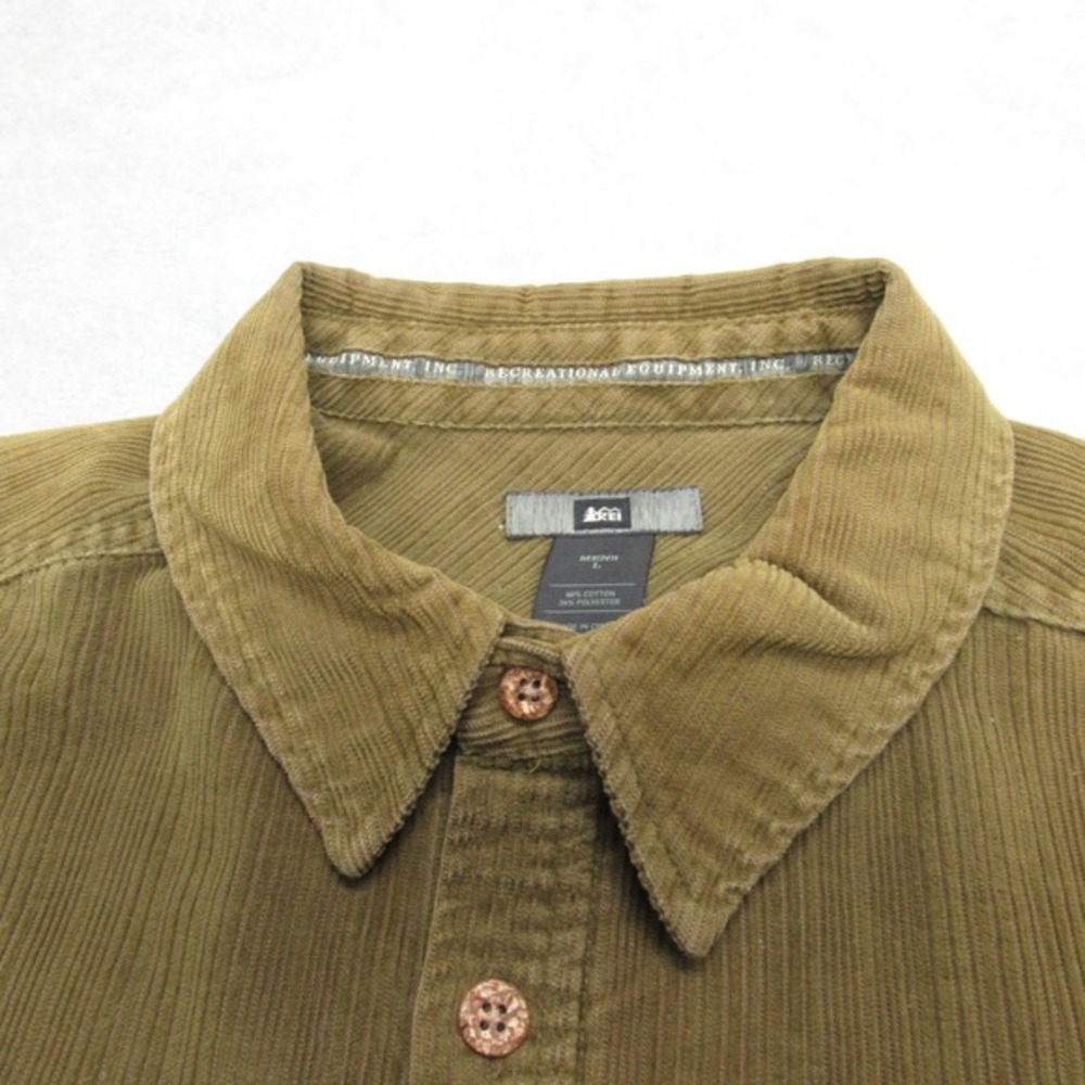 REI Corduroy Shirt Mens Large Green Pocket Button Up Long Sleeve‎ Midweight - Picture 9 of 15